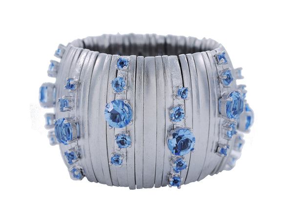 Caterpillar Cuff in Pale Silver & Cornflower