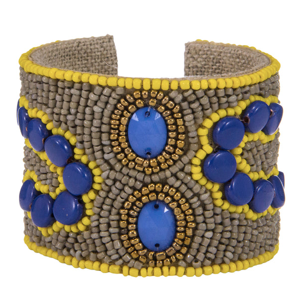 Arte Moderne Devi Cuff in Cobalt, Pale Storm & Sunshine Yellow