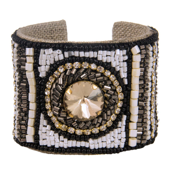 Bel Centro Devi Cuff in Quartz and Noir