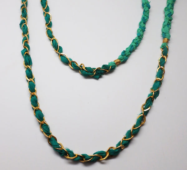 Chloe Scarf Necklace in Green Envy