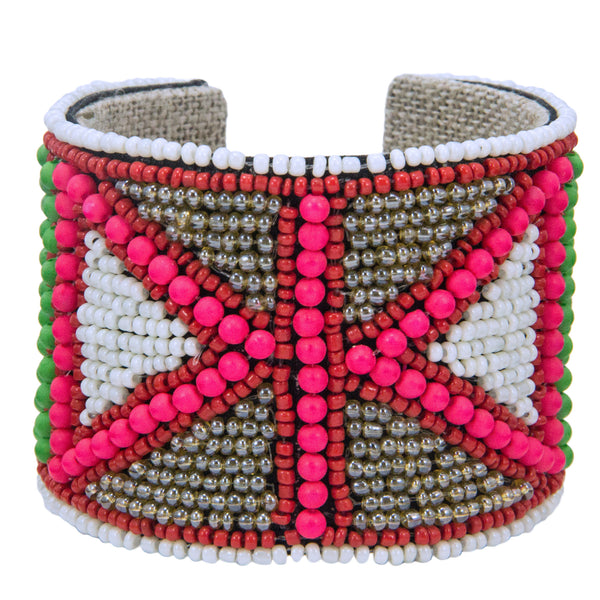 Flag Pattern Devi Cuff in Pop Pink, Slate & Lime