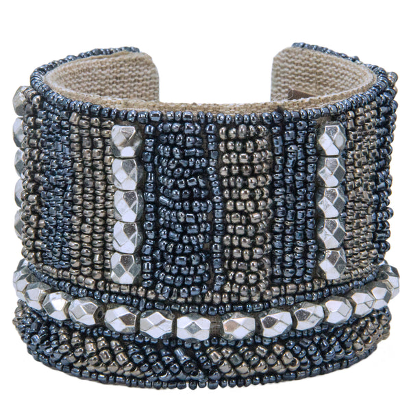 Gunmetal Devi Cuff in Liquid Denim