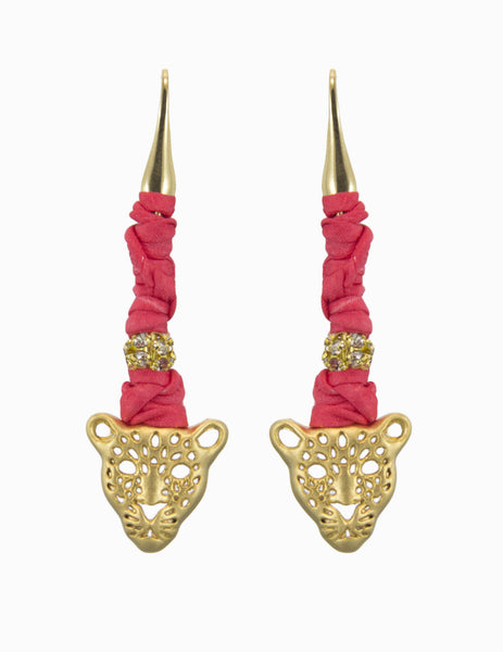 Kittie Drops in Bright Coral & Gold