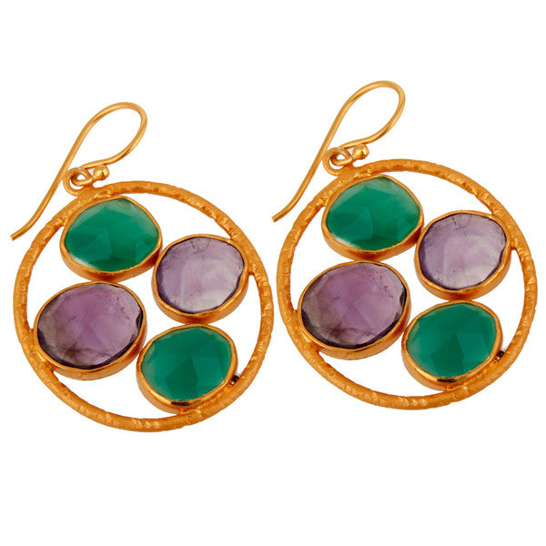 Theodora Earring in Amethyst & Green Onyx