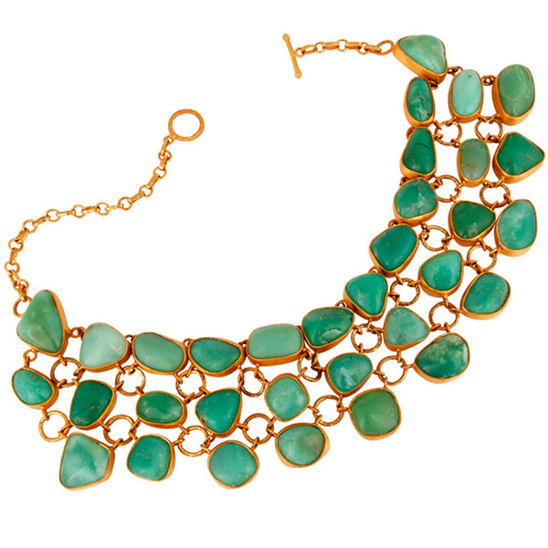 Pandora Bib Necklace in Vintage Jade & Gold