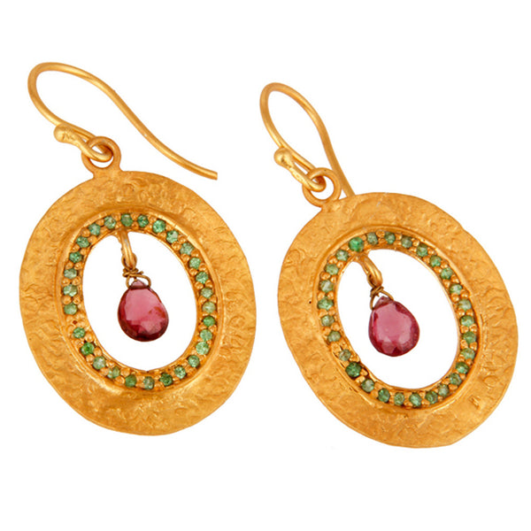 Cristina Earring in Kiwi, Rose & Gold