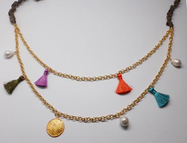 Charming Necklace in Mocha Suede & Pearl