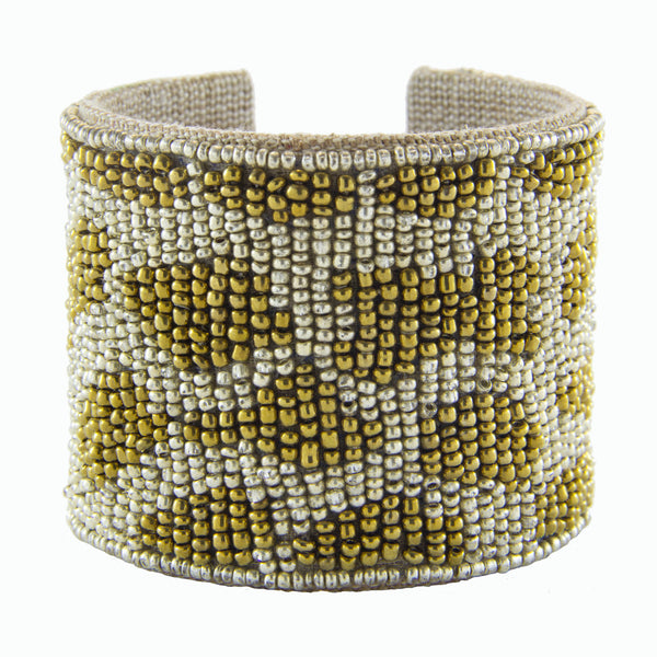 Leo Print Devi Cuff in Vintage Gold & Platinum