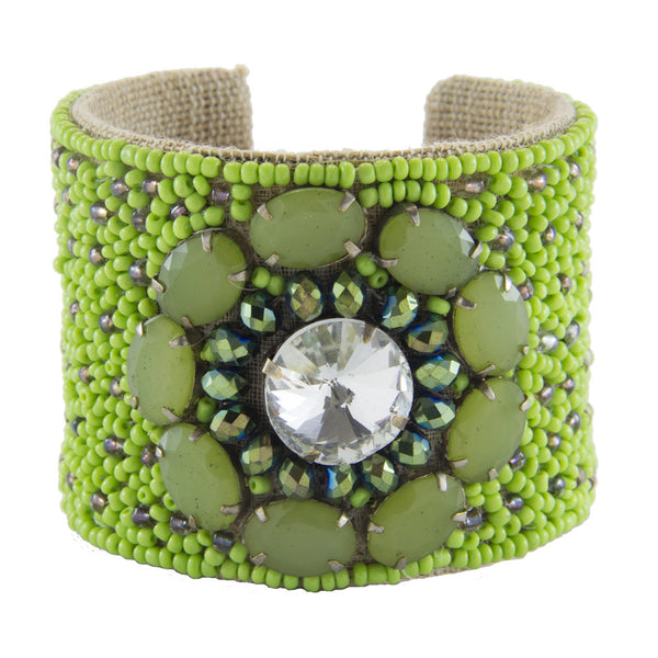 Arte Nouveau Devi Cuff in Pale Olive & Kiwi Crush