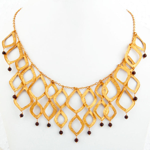 Kassandra Necklace in Gold Foil & Garnet