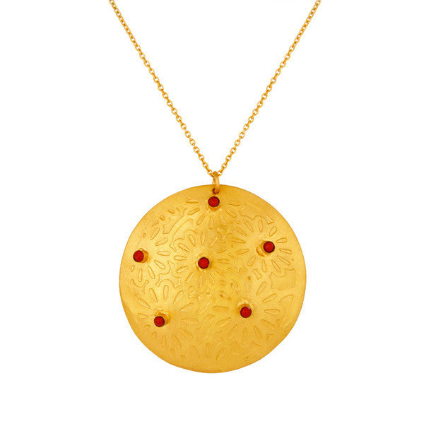 Melina Pendant in Gold & Coral