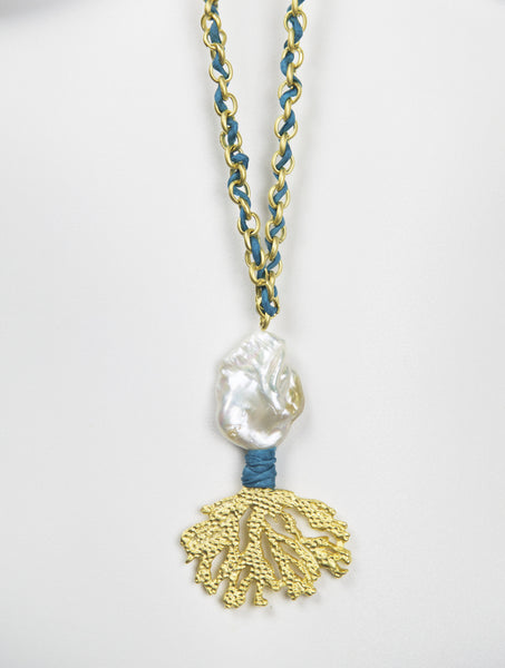 Kori Pendant in Gold & Ocean Blue