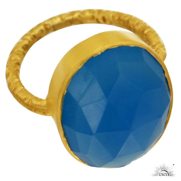 Kyra Ring in Deep Pool Chelcedoney & Gold