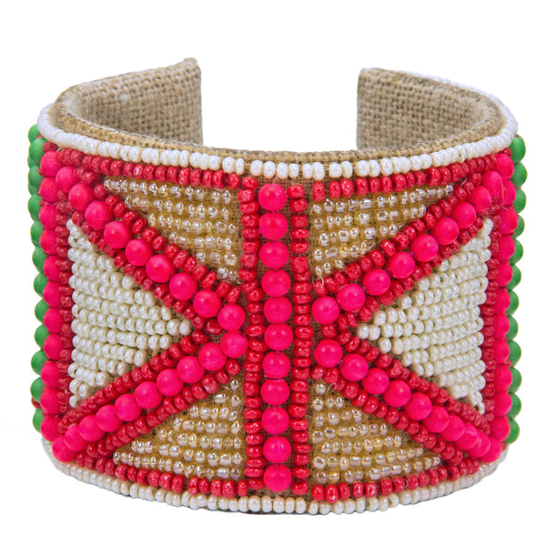 Flag Pattern Devi Cuff in Pop Pink, Bubbly & Lime