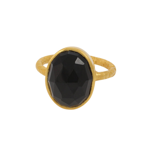 Kyra Ring in Black Onyx & Gold