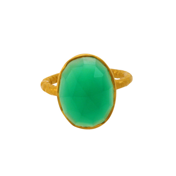 Kyra Ring in Green Onyx & Gold