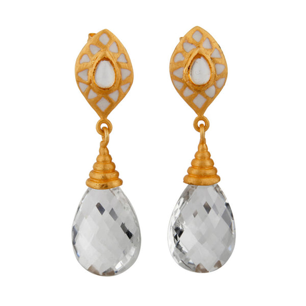Polona Earrings in Crystal,Milk & Gold