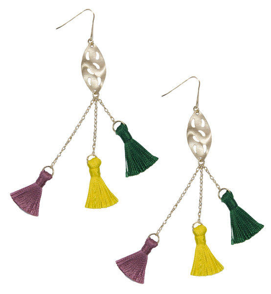 Vasari Tri-Colore Tassels with Pink, Olive and Painters Yellow
