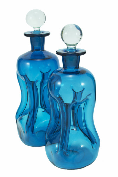 Pair Blue Apothecary Vases
