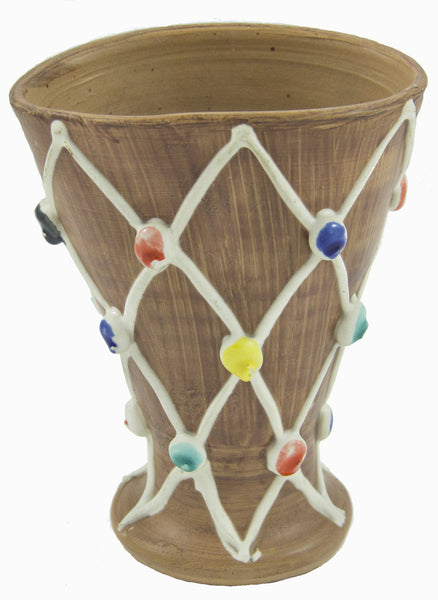 Italian Ceramic and Enamel Vintage Pot with Murano Glass